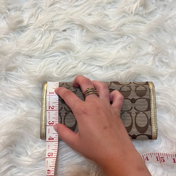 Coach Y2K Floral Wallet Monogram Print Yellow Brown Gold - Picture 5 of 5